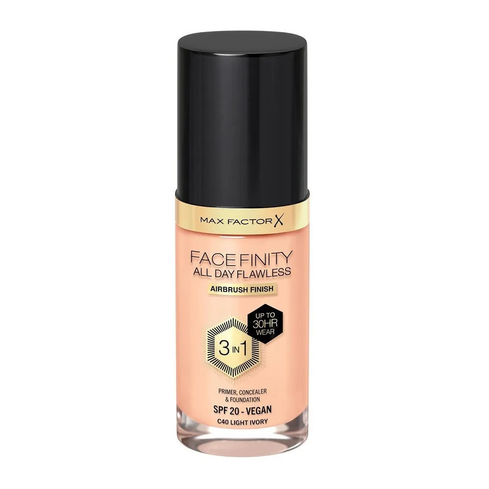 MAX FACTOR All Day Flawless Facefinity Foundation 30 ml in shade NO.40 packaging front view