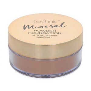 Technic Mineral Powder Foundation compact in shade Honey, open showing pressed powder with mirror