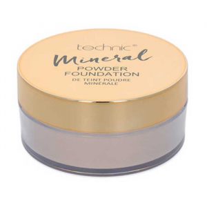 Technic Mineral Powder Foundation compact in Porcelain shade with open lid showing pressed powder