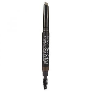 Technic Eyebrow Pencil + Brush Duo Dark – close-up of dual-ended pencil and spoolie brush against neutral background