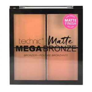 Technic Cosmetics Mega Bronze palette with four warm matte bronzer shades in a mirrored compact