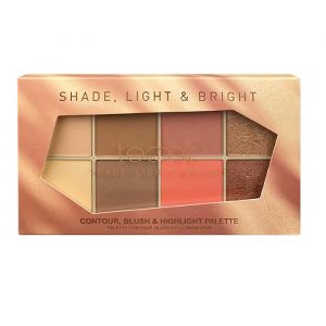 Technic Cosmetics Face Palette in Shade, Light & Bright 38G – open palette showing eight powder pans in warm and cool tones