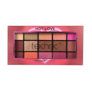 Technic Hot Love pressed pigment eyeshadow palette with warm romantic shades and mirror
