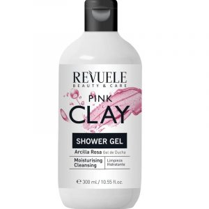 Revuele Pink Clay Shower Gel 300Ml bottle, pink clay formula, front label