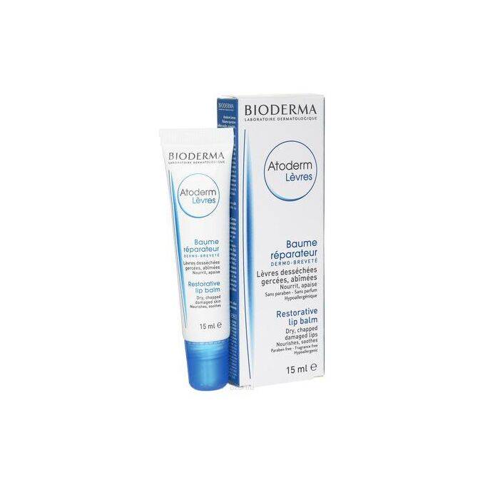 Bioderma Atoderm Repairing Lip Balm 15ml white tube with blue cap
