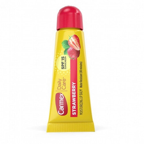 medicated Strawberry lip balm by Carmex in squeezable tube